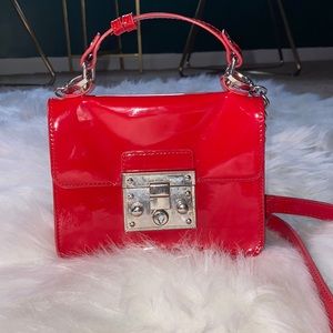 Red patent leather purse